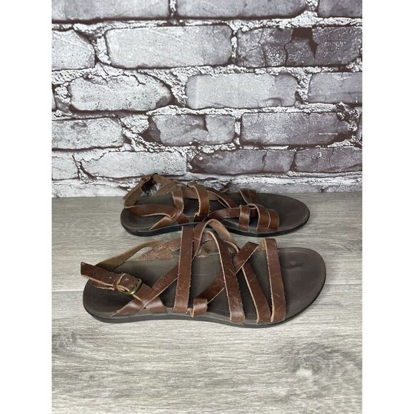 OluKai Awe Awe Brown Leather Strappy Gladiator Flat Sandals Women Sz 9M US/39EU - Picture 3 of 16